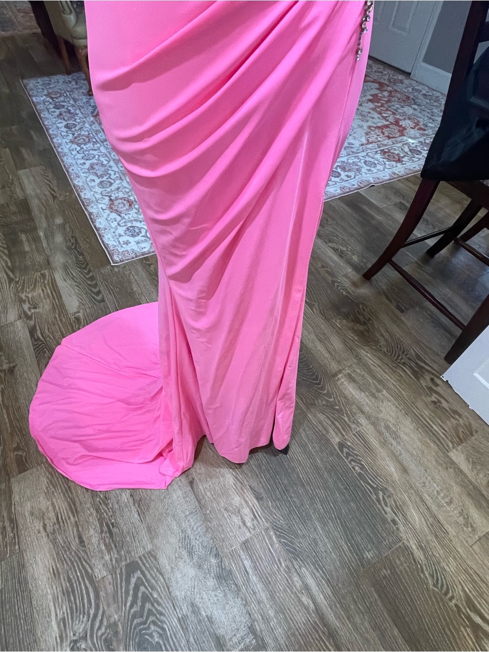 Beautiful Ashley Lauren~at a steal! Glamorous Pink Beaded-Shoulder Gown - Picture 6 of 8